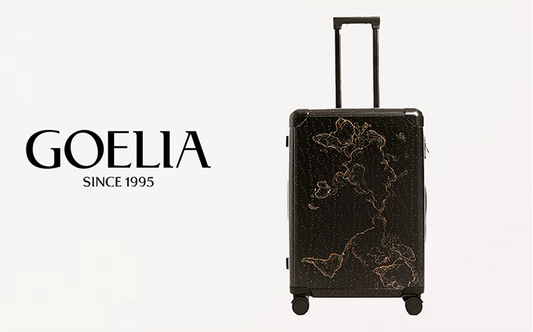 a map printed black suitcase