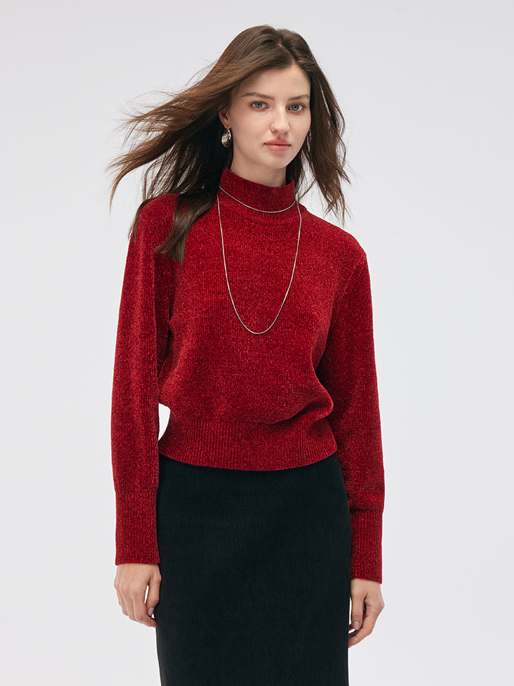 Chili Red Turtleneck Women Sweater GOELIA