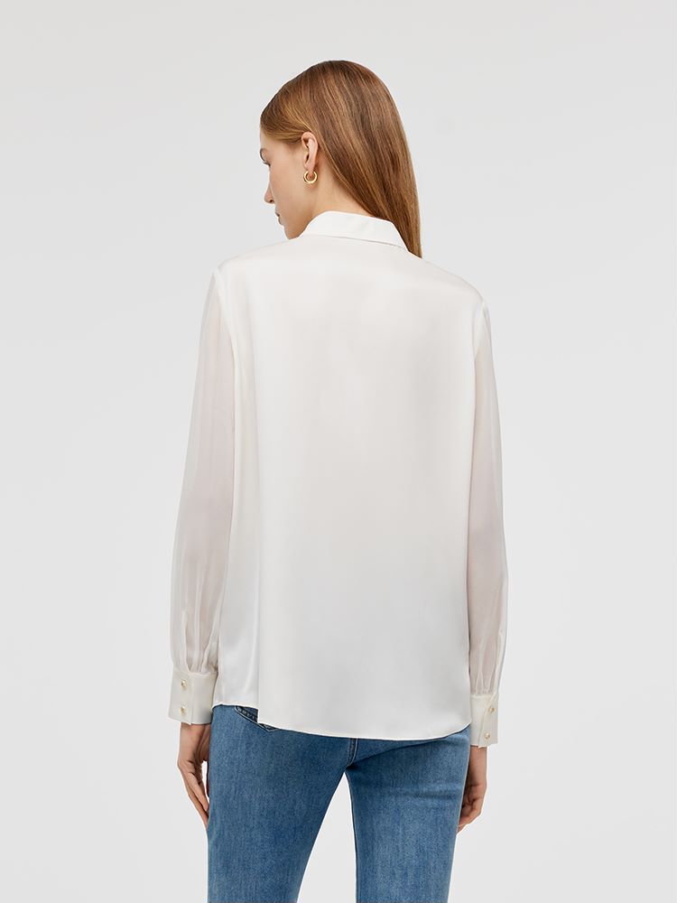 Mulberry Silk Ribbon Women Blouse GOELIA