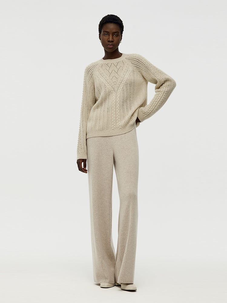 Cashmere Cable Knit Women Sweater GOELIA