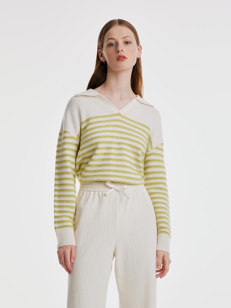 Colorful Striped Woolen Polo Sweater GOELIA