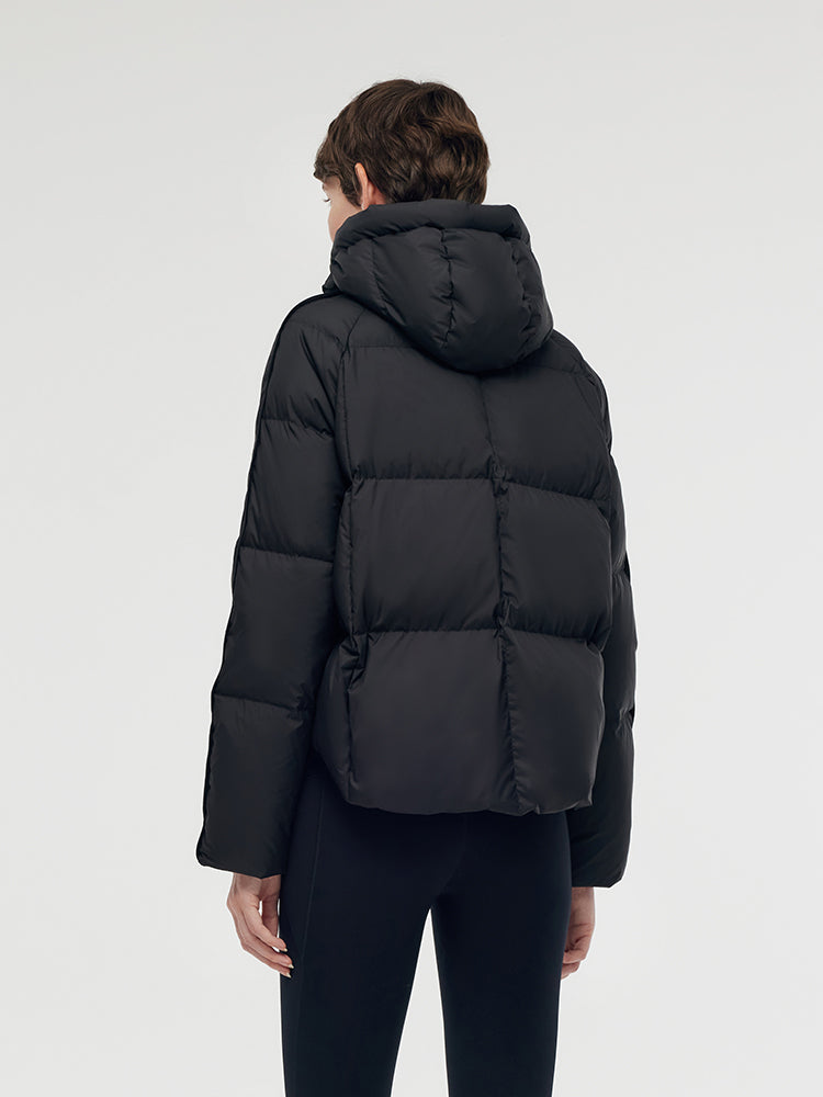 Black Hooded Goose Down Jacket GOELIA