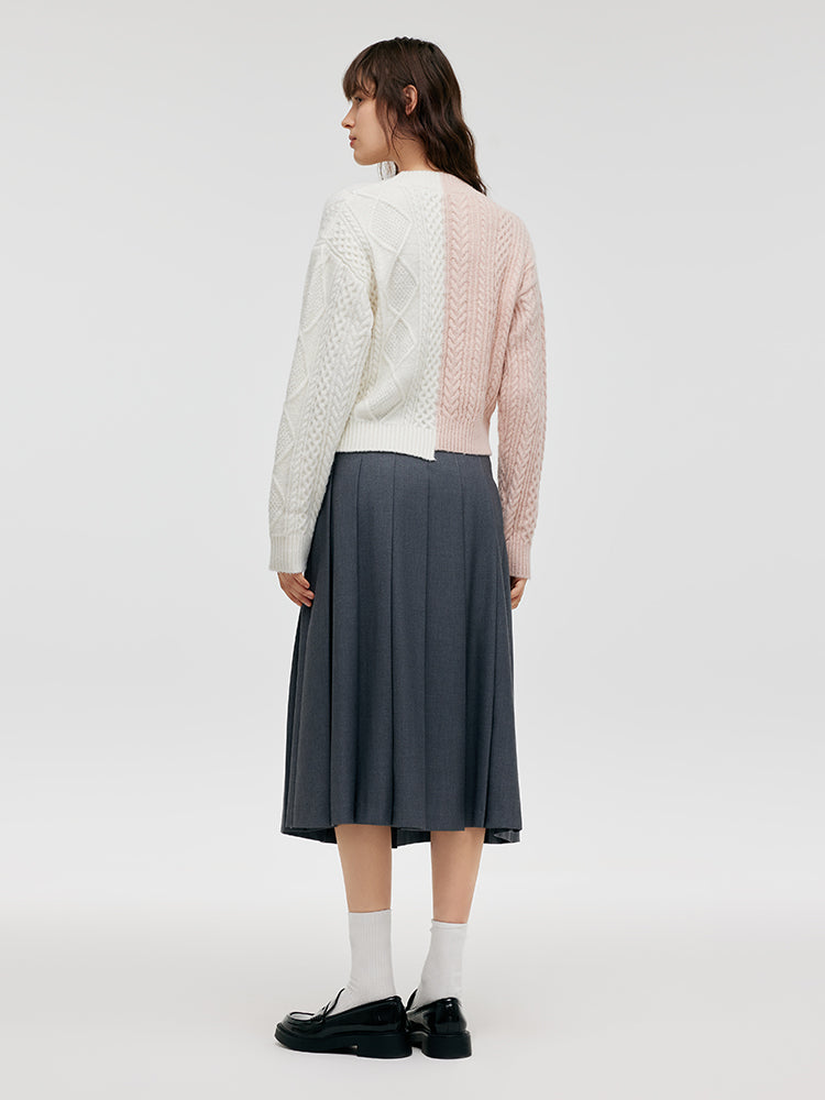 Mohair V-Neck Asymmetric Hem Women Pullover Sweater GOELIA