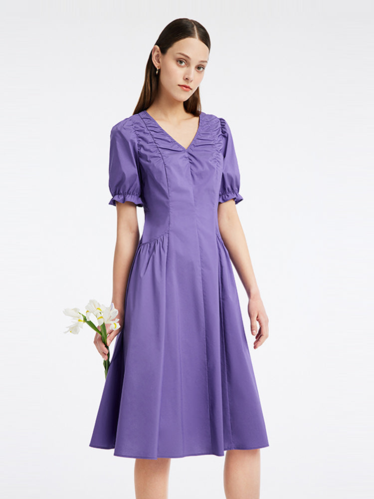 Gathered Waist Cotton Midi Dress GOELIA