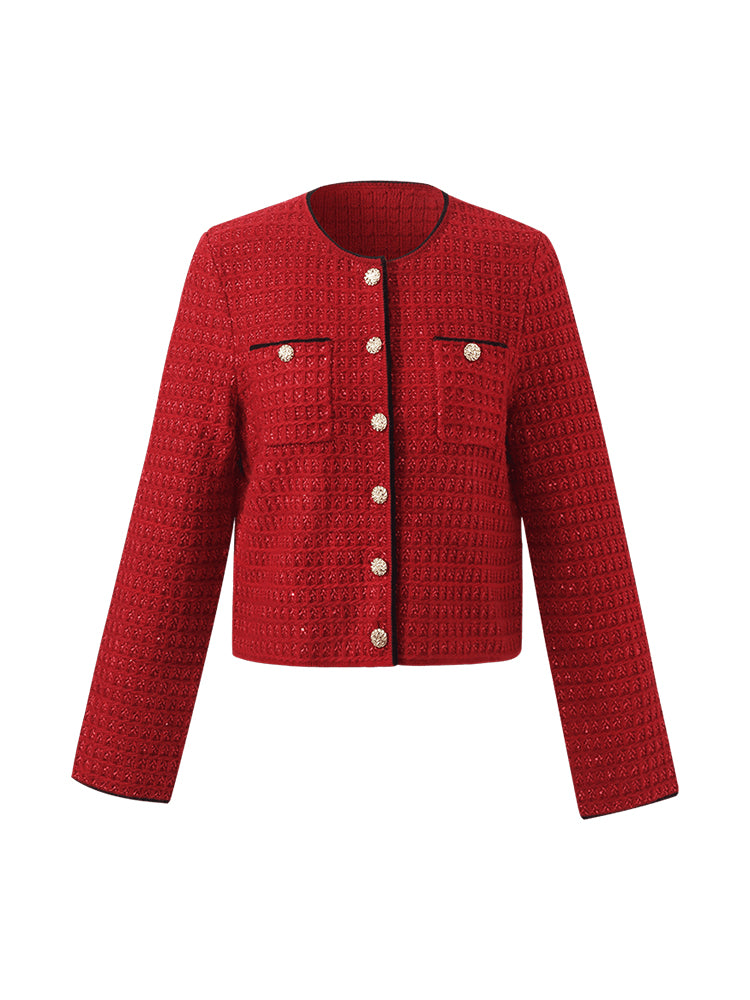 Wool-Blend Sequins Knitted Women Cardigan GOELIA