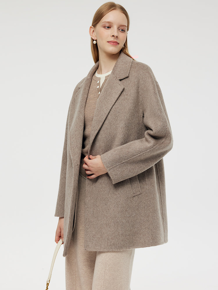 Wool Alpaca Women Mid-Length Coat GOELIA