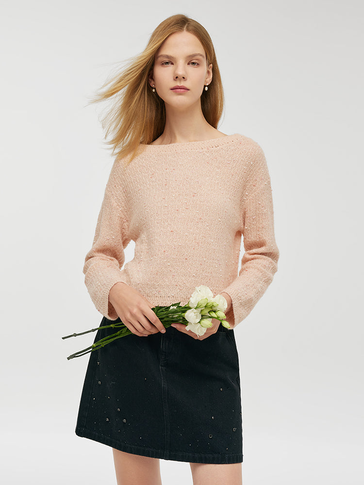 Mohair Slash Neck Women Sweater GOELIA