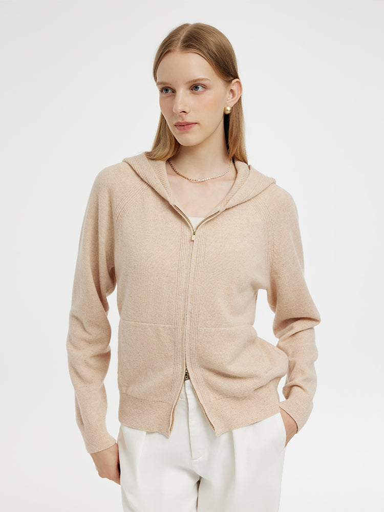 100% Wool Zip-Up Women Hoodie GOELIA