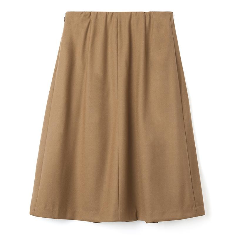 Brown Worsted Woolen A-line Skirt GOELIA