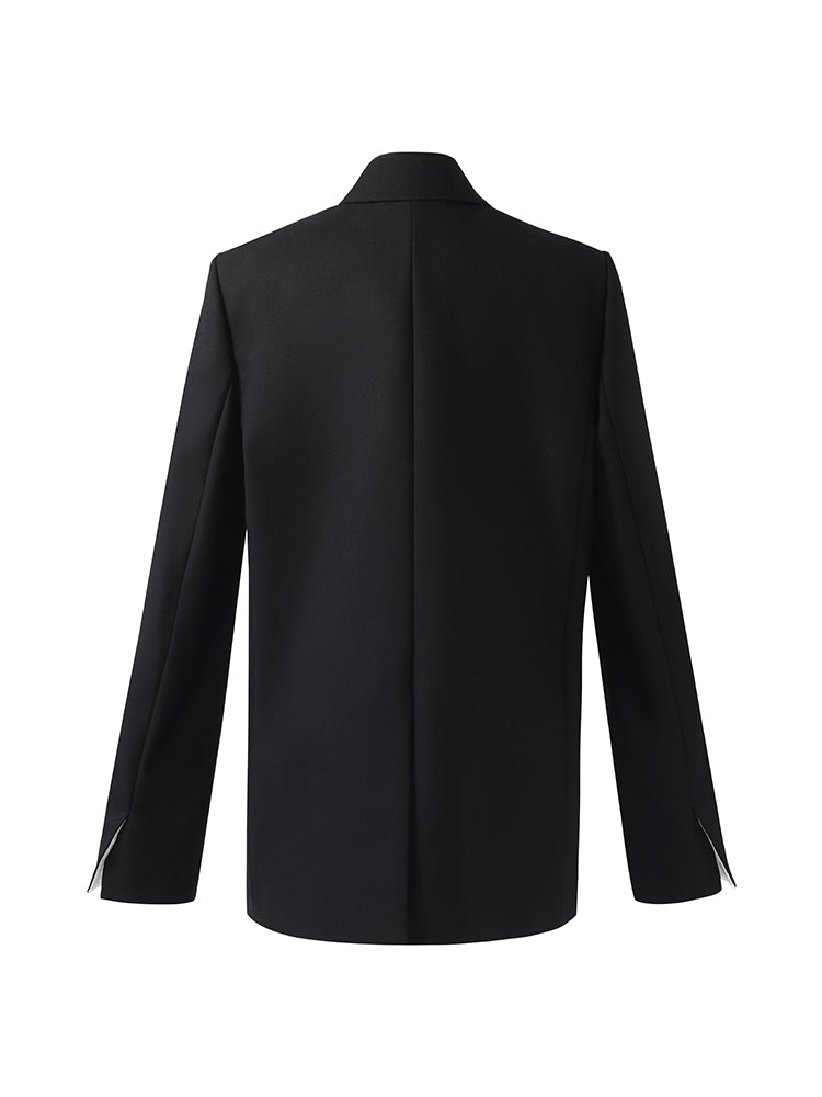 Worsted Wool Double-Breasted Women Blazer GOELIA