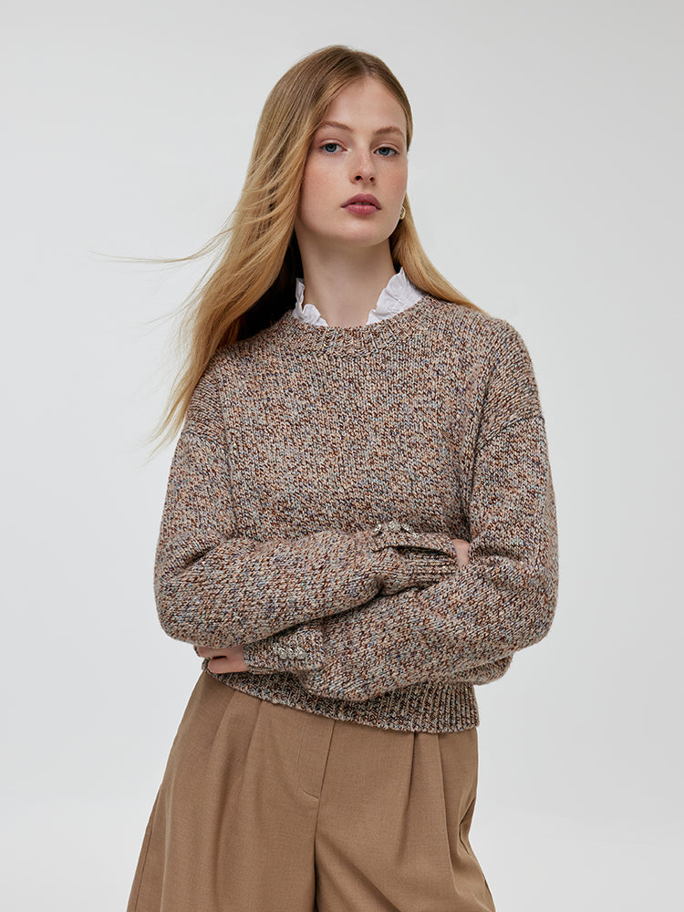 Wool Blend Round Neck Women Sweater GOELIA