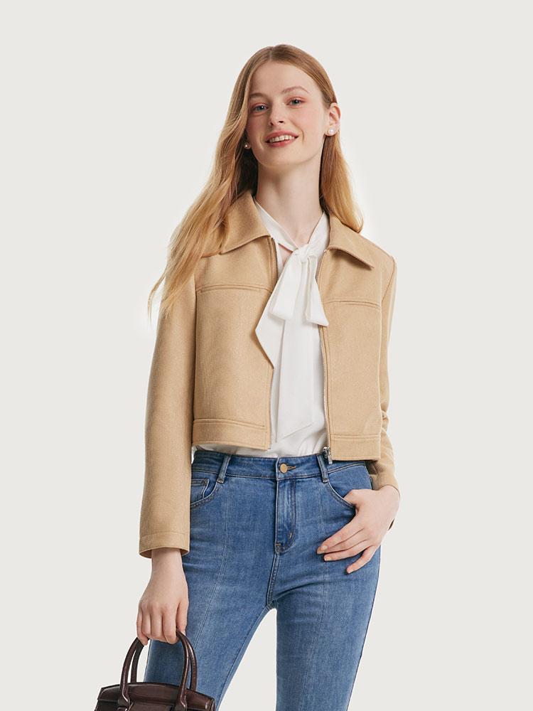 Short Faux Suede Jacket GOELIA