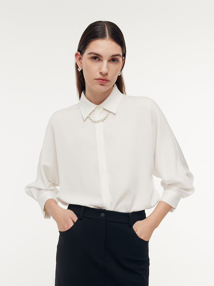 Acetate Women Shirt With Detachable Beaded Chain GOELIA