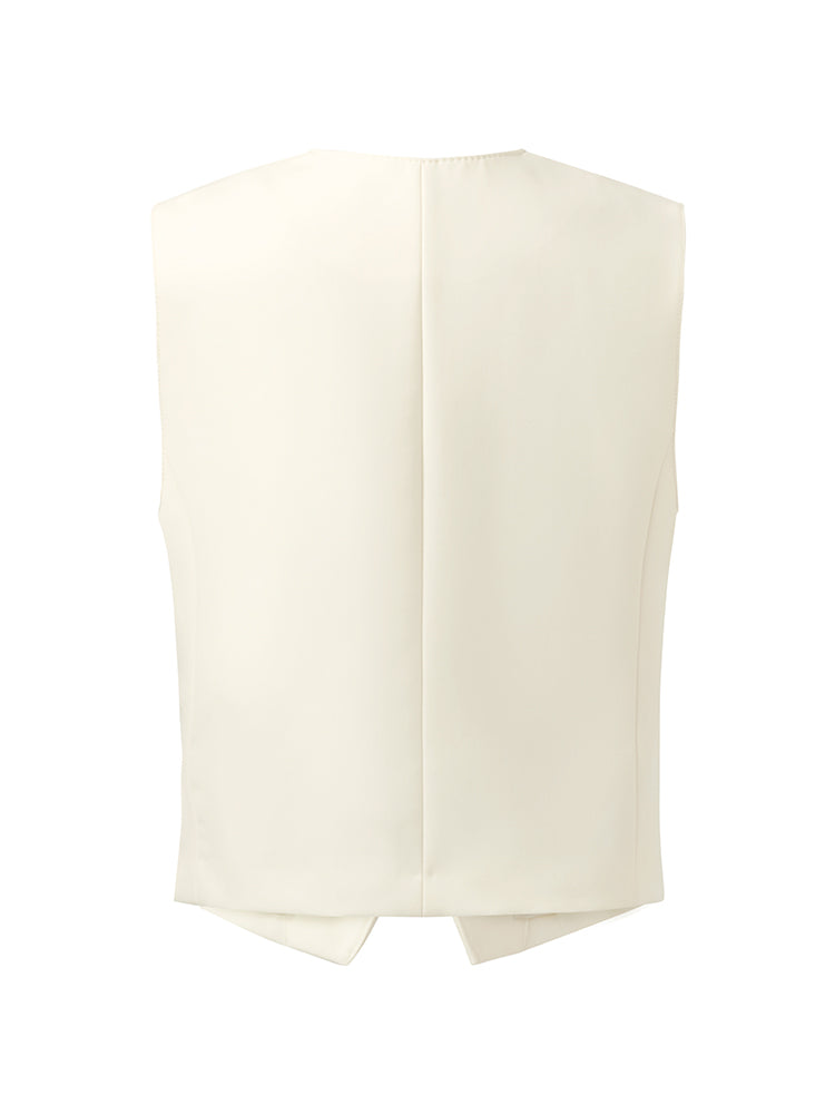 Worsted Wool Single-Breasted Women Vest GOELIA