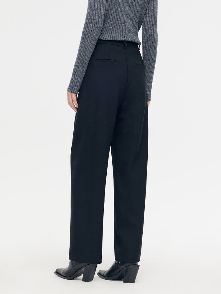 Wool Blend Women Full Length Pants GOELIA