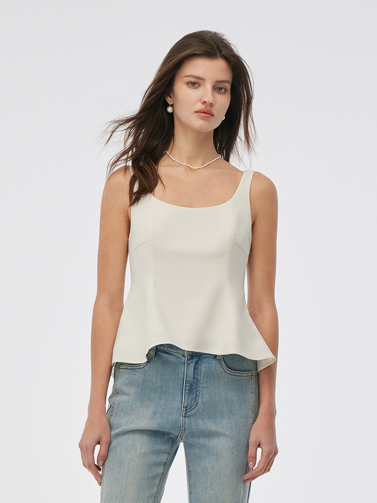 Stretch Scoop Neck Women Peplum Tank Top GOELIA