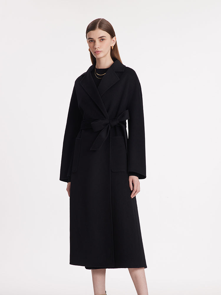 Wool And Cashmere Wrapped Bathrobe-Style Women Coat GOELIA