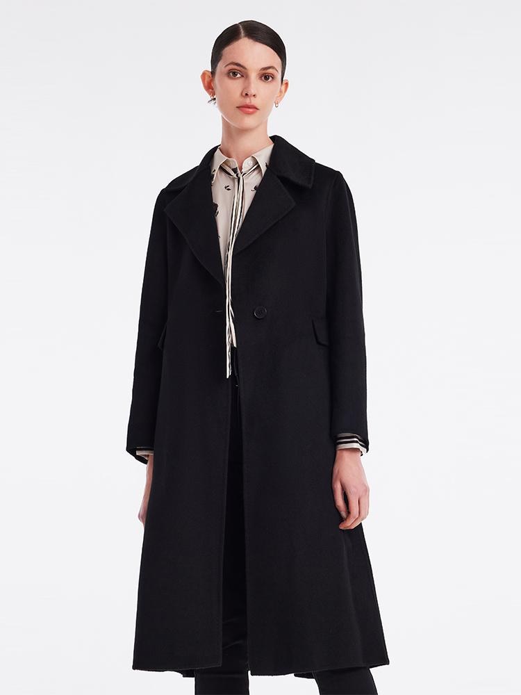 Black Cashmere Mid-Length Fitted Coat GOELIA