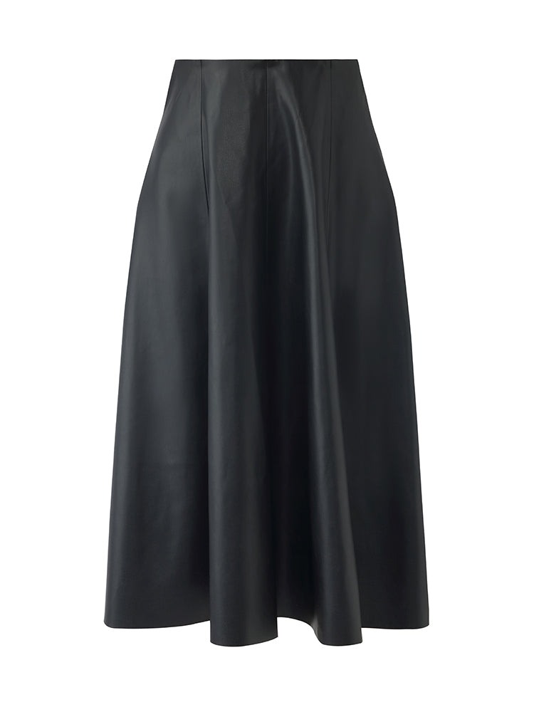 PU Leather Women Mid-Length Skirt GOELIA