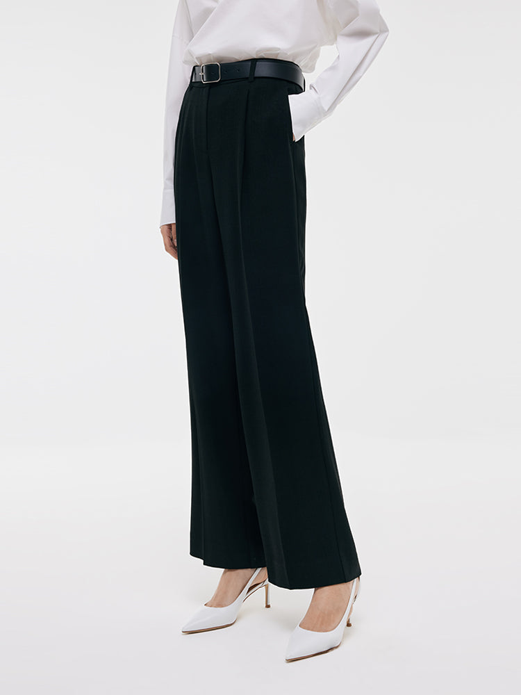 Acetate Straight Pleated Women Pants GOELIA