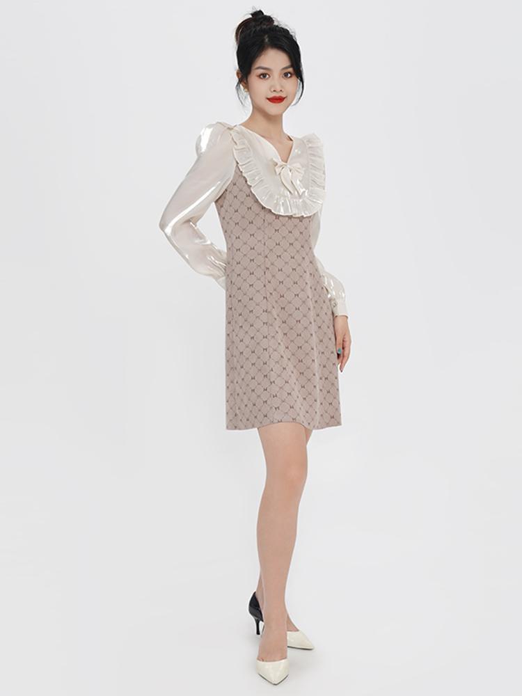 knitted suedette patchwork dress GOELIA