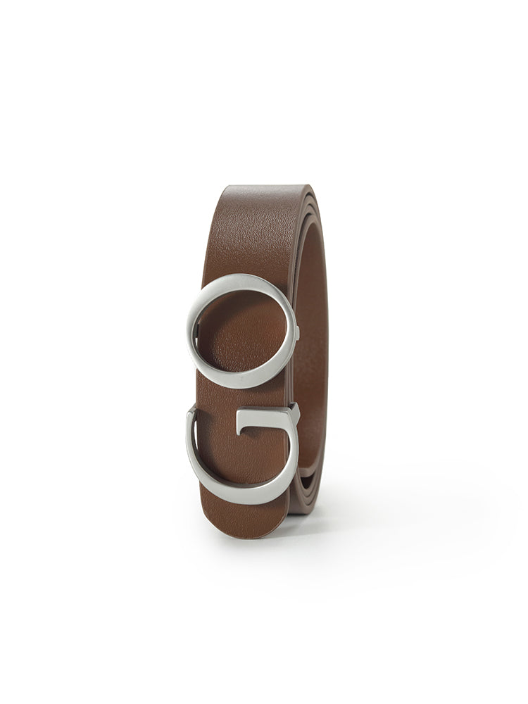 GO Letter Middle Size Women Leather Belt GOELIA