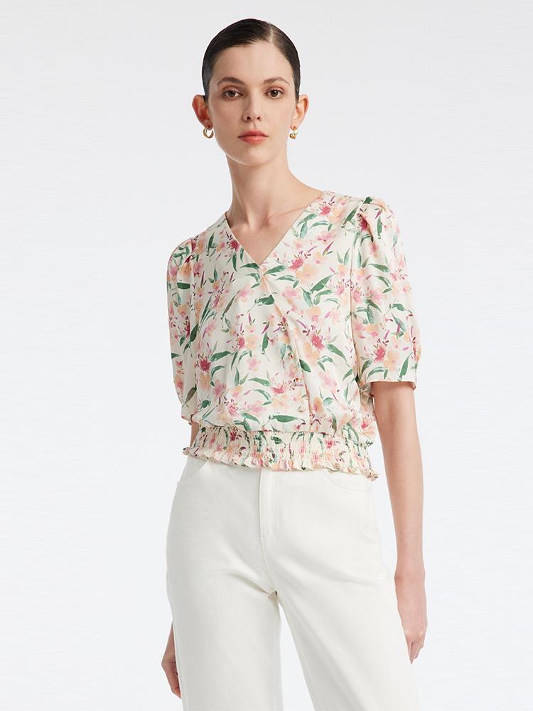 Silk Floral Loose Women Blouse GOELIA