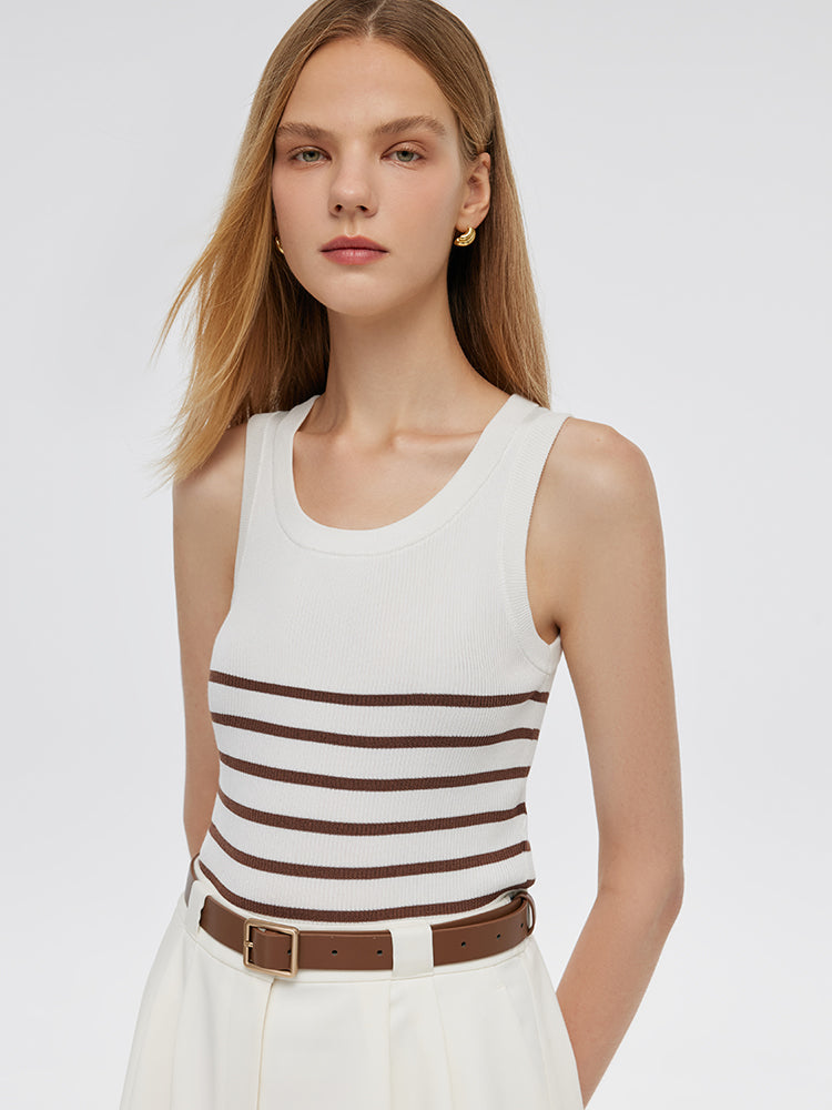 Acetate Cotton Knitted Striped Tank Top GOELIA