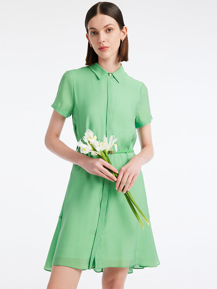 A-line Women Shirt Dress With Belt GOELIA