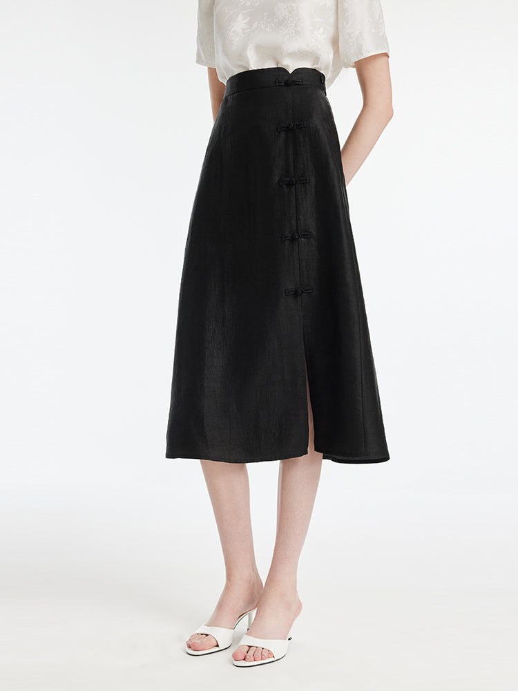 Xiang Yun Silk New-Chinese Style Slit Women Skirt GOELIA