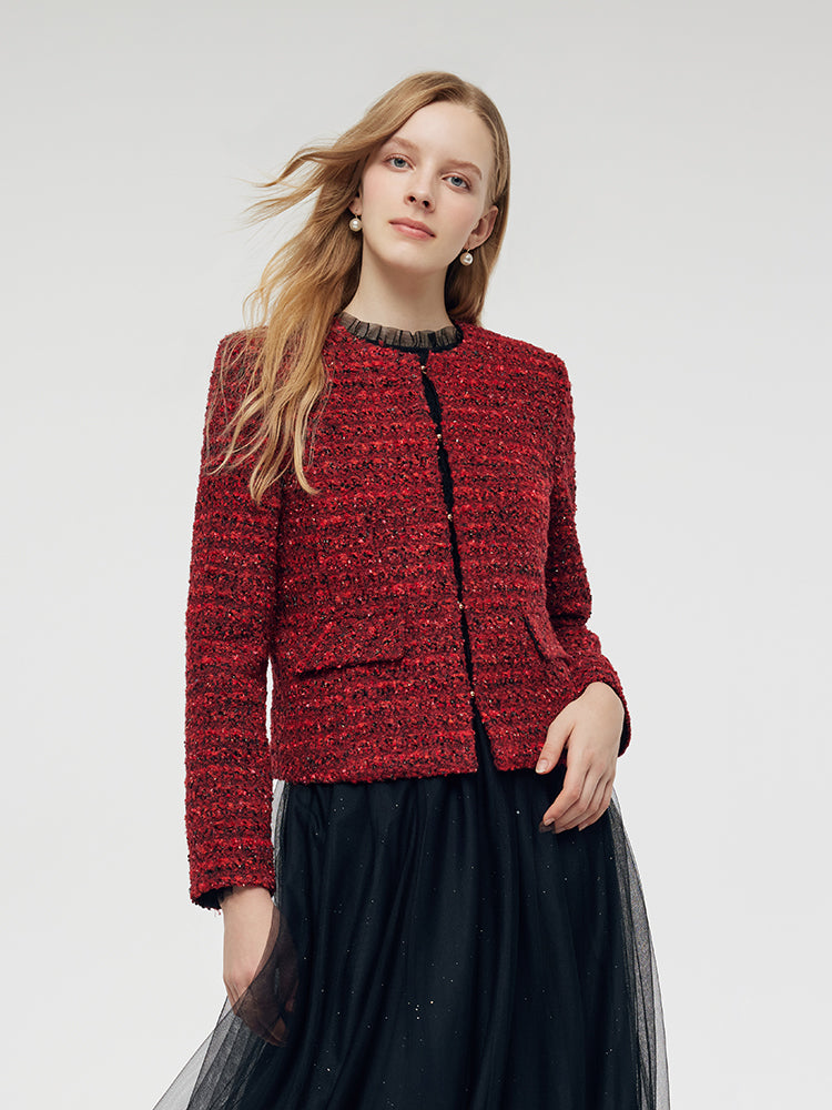 Wool Blend Tweed Women Crop Jacket GOELIA