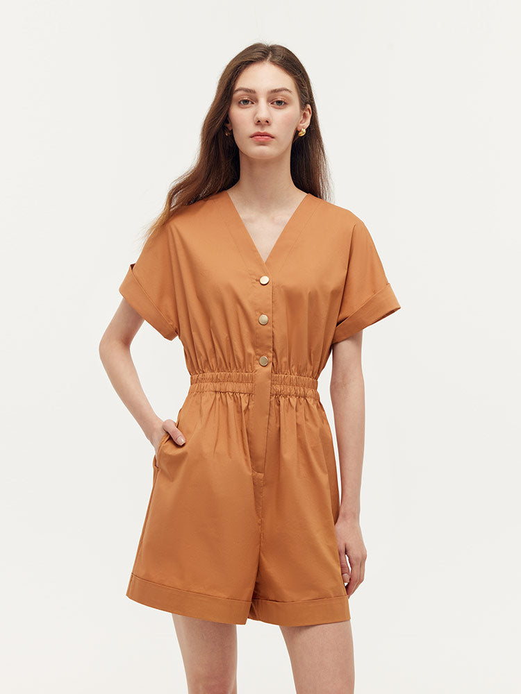 Cotton V-Neck Women Romper GOELIA