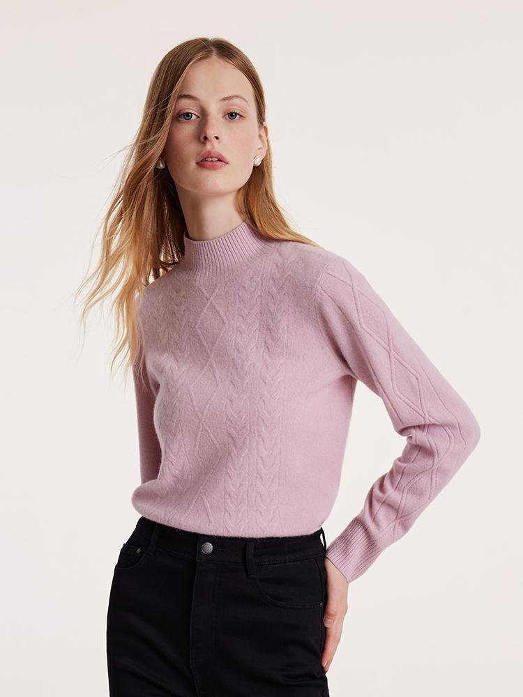 Pink Mock Neck Wool Sweater GOELIA