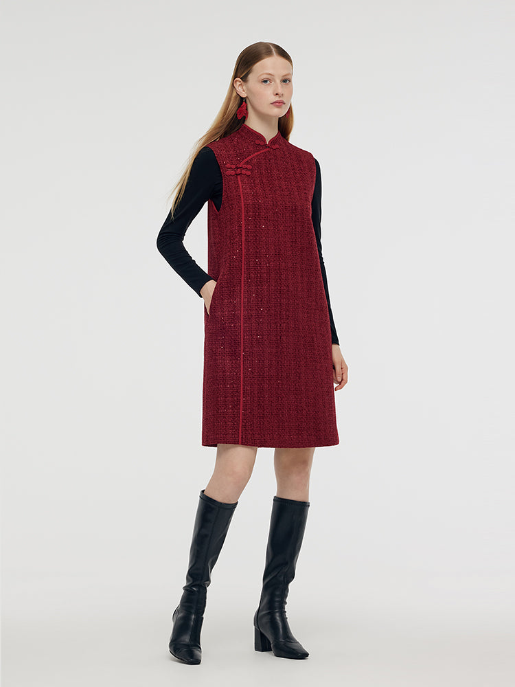 Wool Blend Mini Dress And Knit Top Two-Piece Set GOELIA