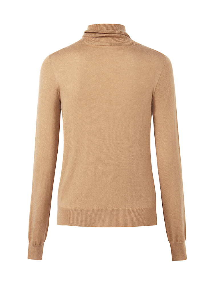 Machine Washable Wool Seamless Turtleneck Women Sweater GOELIA