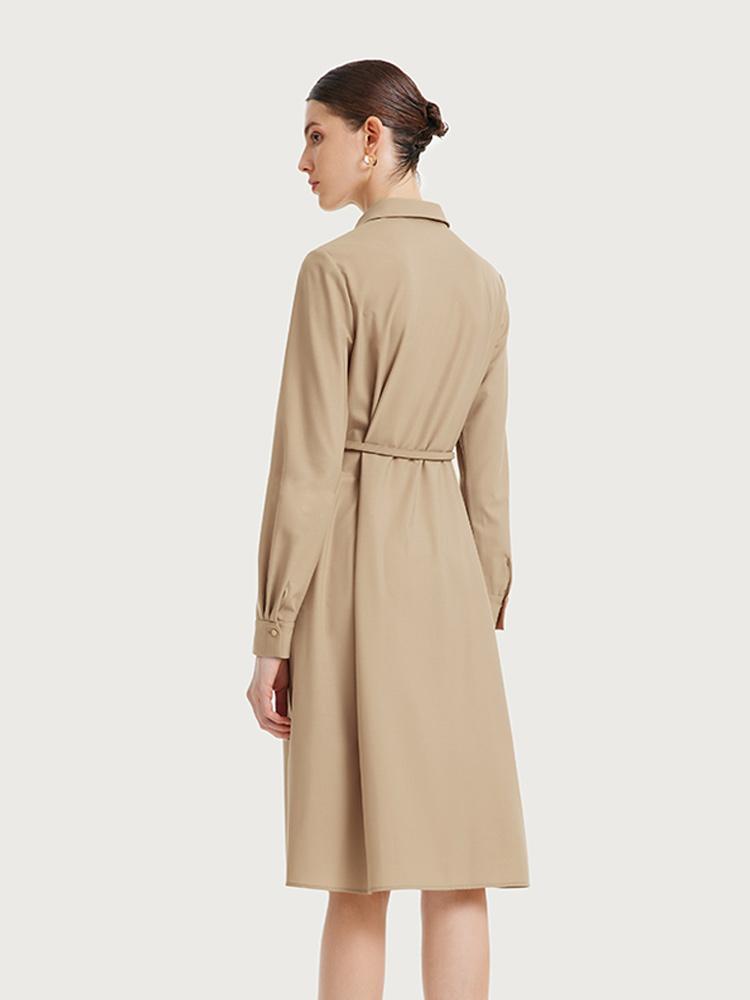 Machine Washable Silk And Woolen Shirt Dress GOELIA