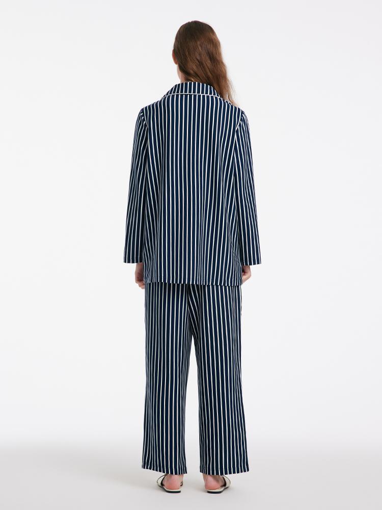 Long Sleeves And Pants Striped Pajamas Two-Piece Set GOELIA