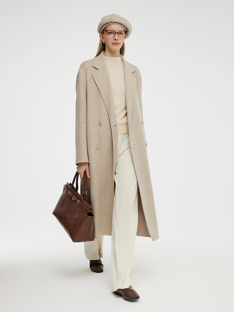 Wool Cashmere Herringbone Women Coat GOELIA