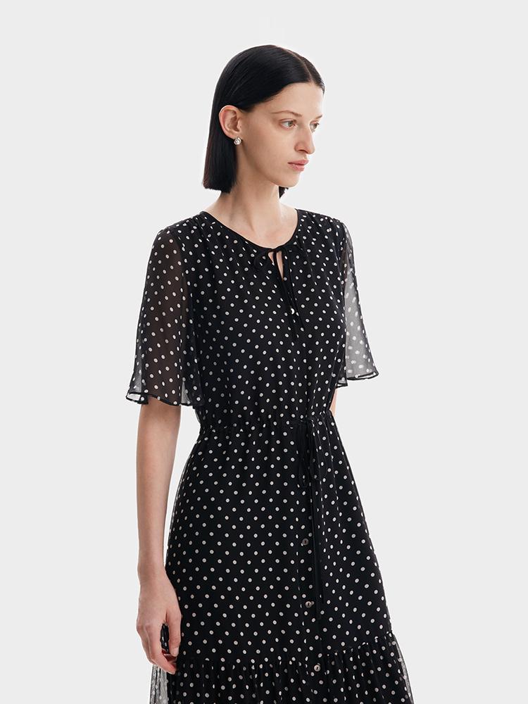 10 Momme Polka Dots Silk Dress GOELIA