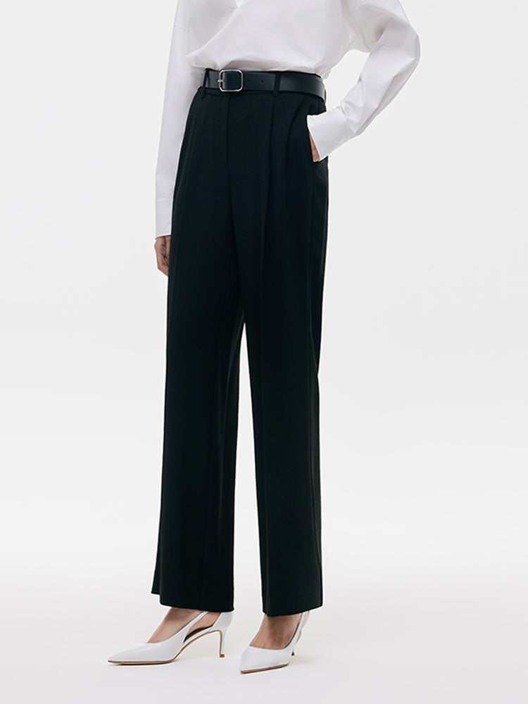 Acetate Straight Pleated Women Pants GOELIA