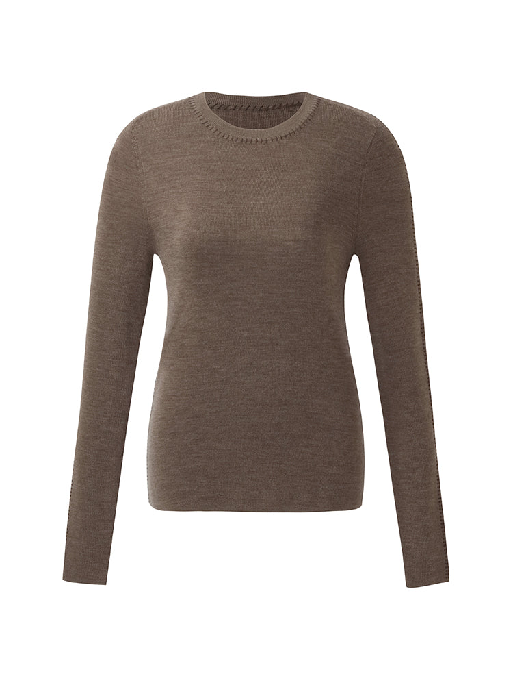 Machine Washable Wool Women Knit Top GOELIA