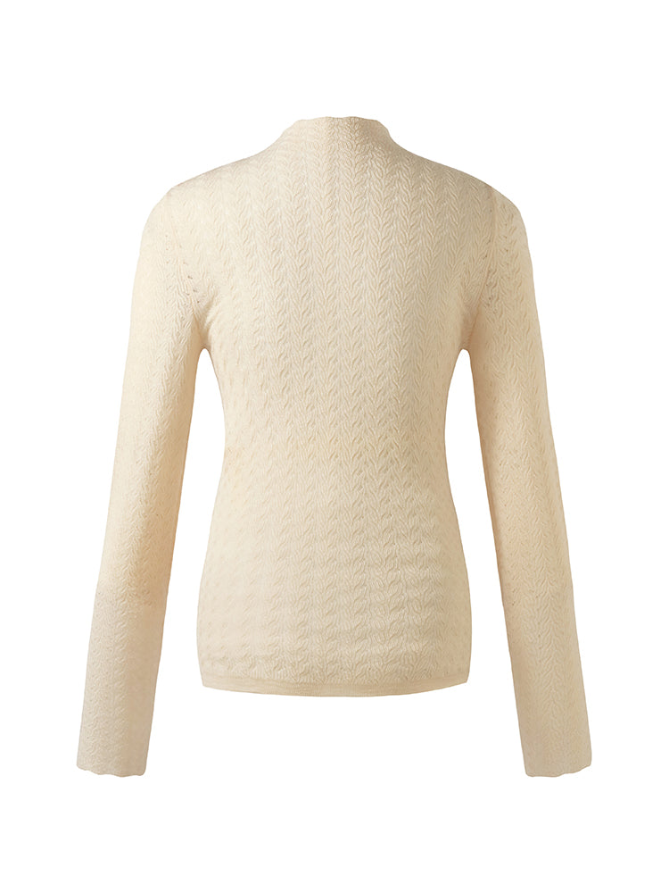 Machine Washable Wool Women Long Sleeve Top GOELIA