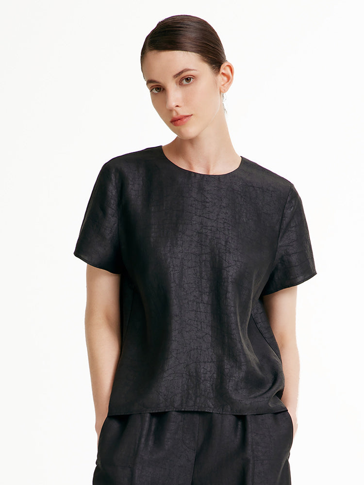 Xiang Yun Silk Short Sleeve Woven T-shirt – GOELIA