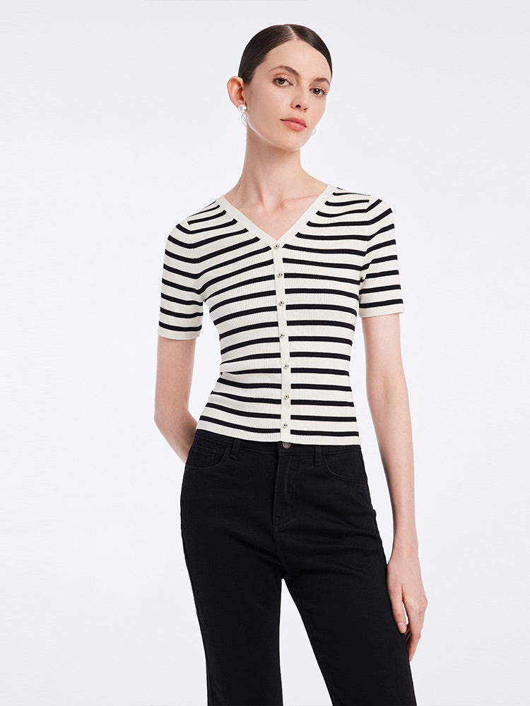 Acetate Stripe Pullover Top GOELIA