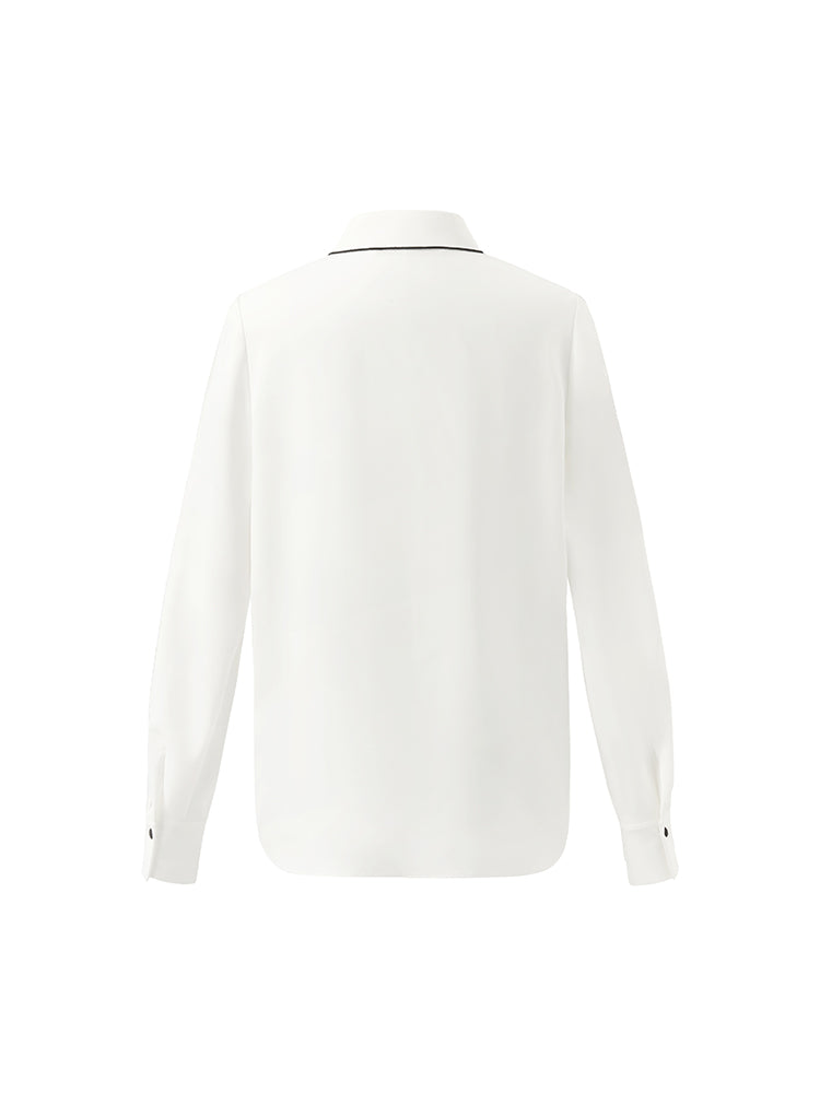 Contrast Trim Commute Women Shirt GOELIA