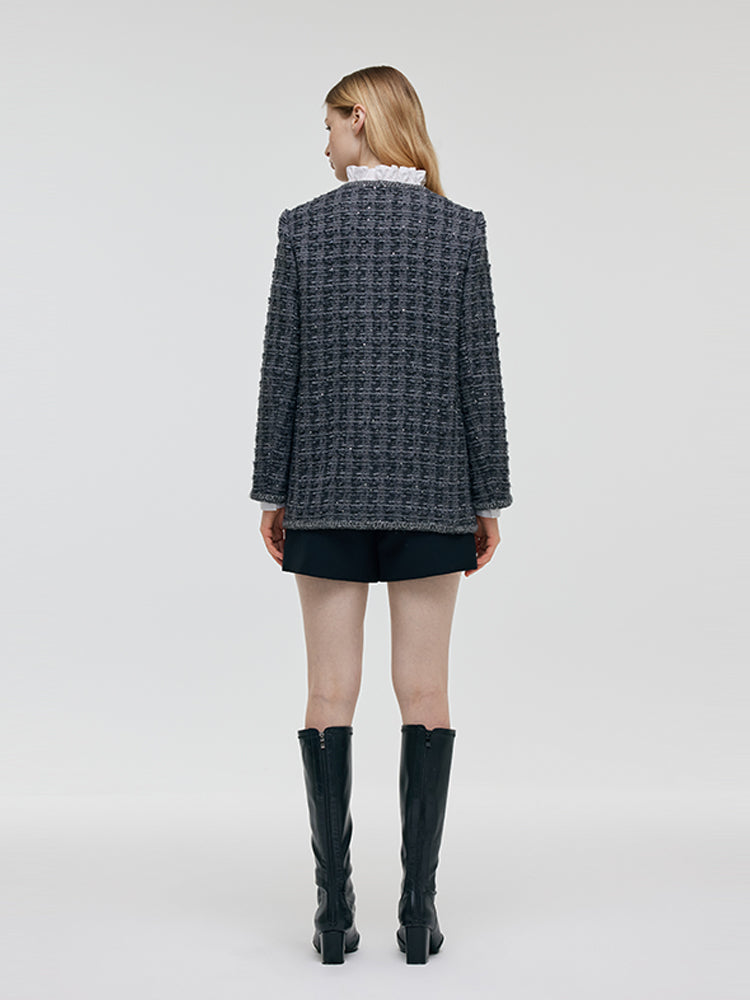 Wool Sequins Tweed Women Jacket GOELIA