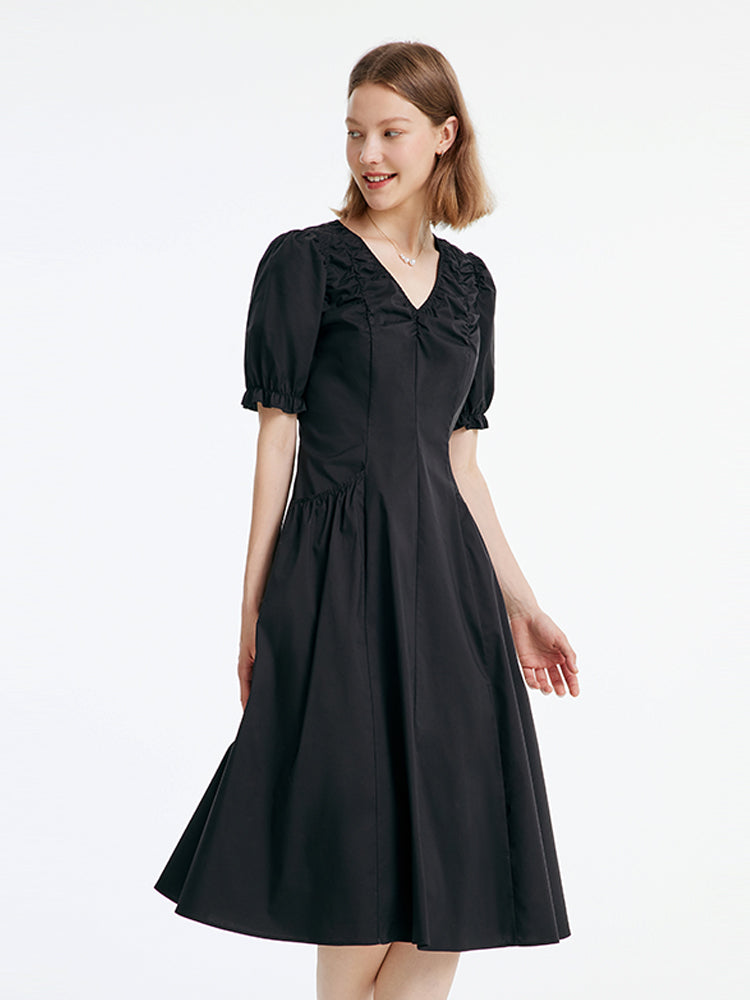 Gathered Waist Cotton Midi Dress GOELIA