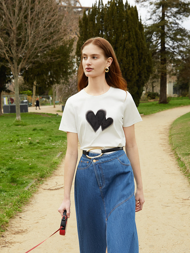 Heart Printed Women T-Shirt GOELIA