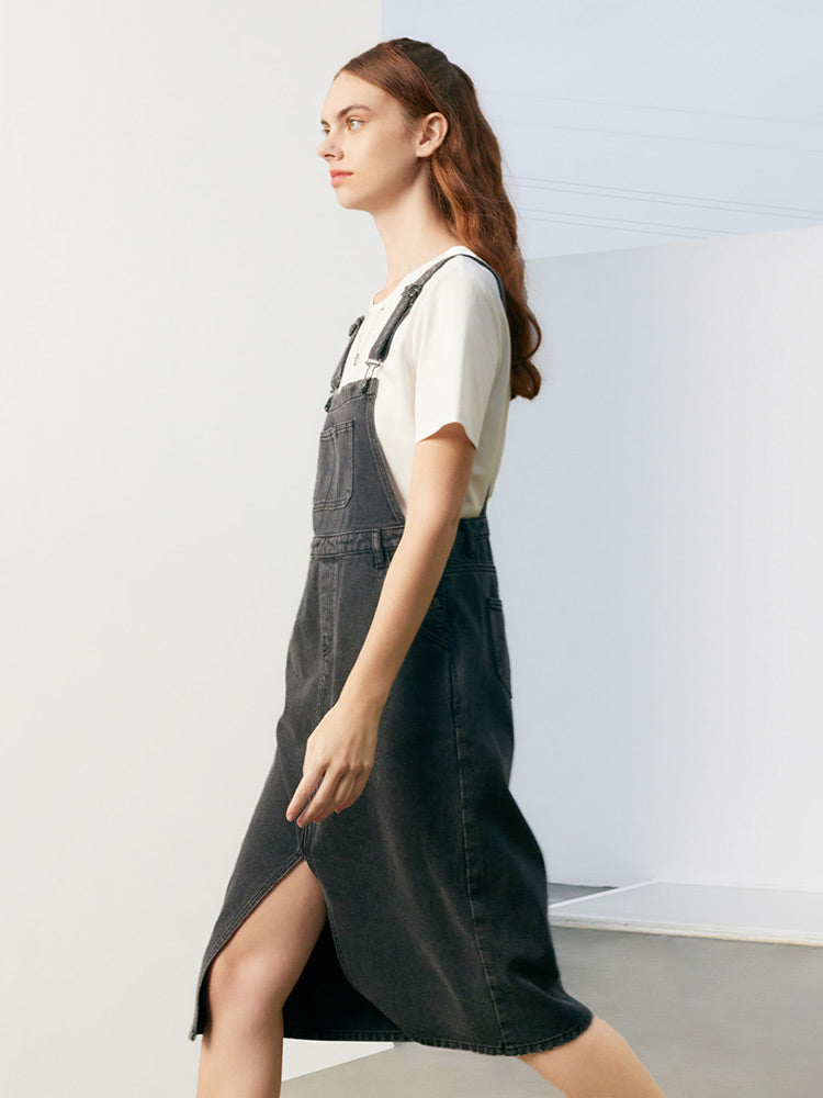 Slit Denim Strappy Dress GOELIA