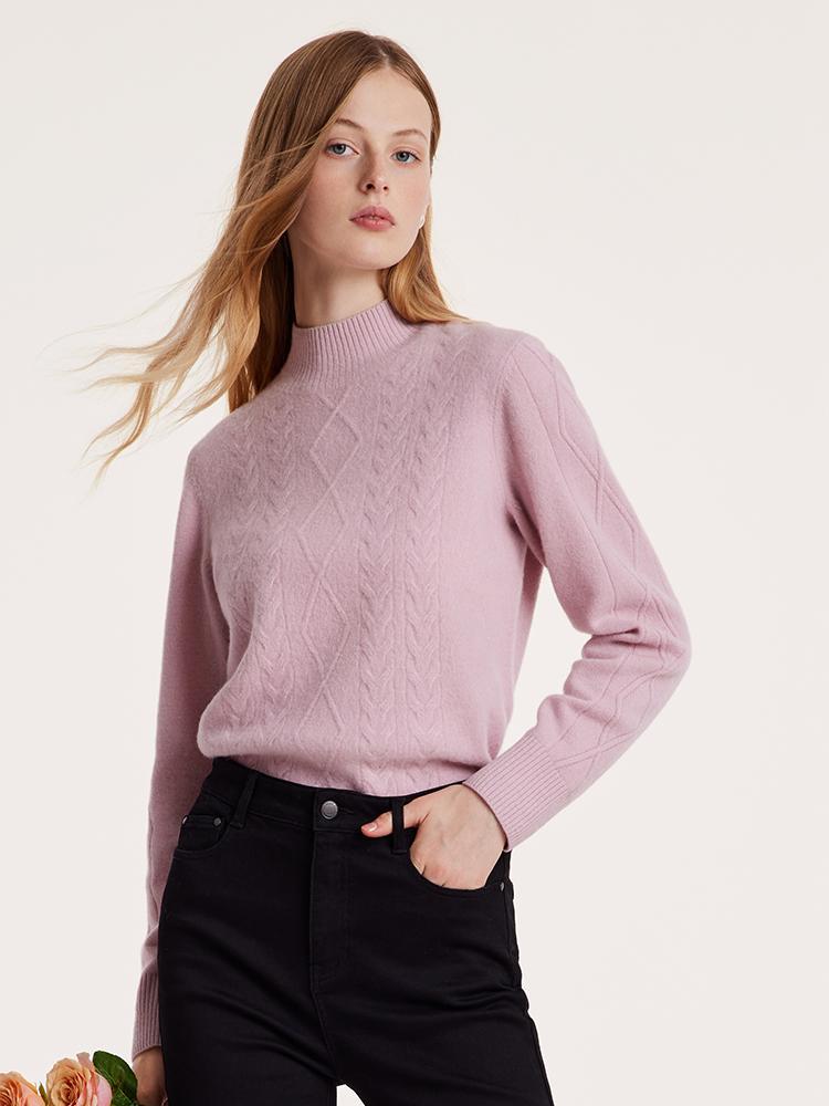 Pink Mock Neck Wool Sweater GOELIA